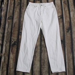 Denim Forum Aritzia White Boyfriend High Rise Loose White Jeans Size 28L